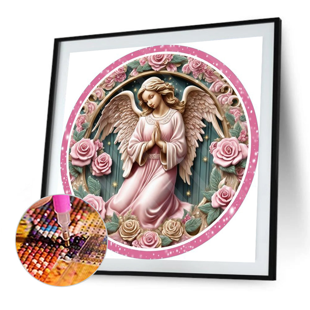 Pink Flower Angel - Full Round Drill Diamond Painting 30*30CM