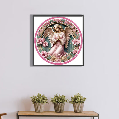 Pink Flower Angel - Full Round Drill Diamond Painting 30*30CM