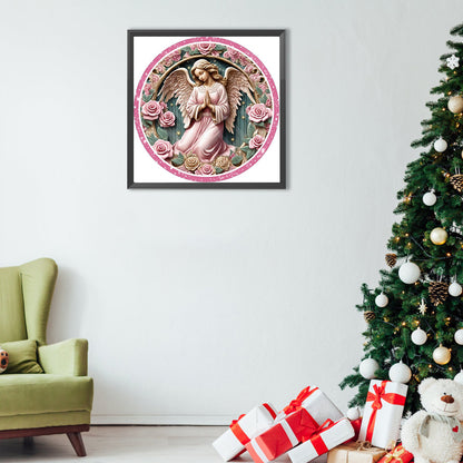 Pink Flower Angel - Full Round Drill Diamond Painting 30*30CM