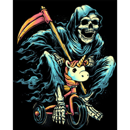 Skeleton Man Riding A Bicycle - 11CT Stamped Cross Stitch 45*55CM