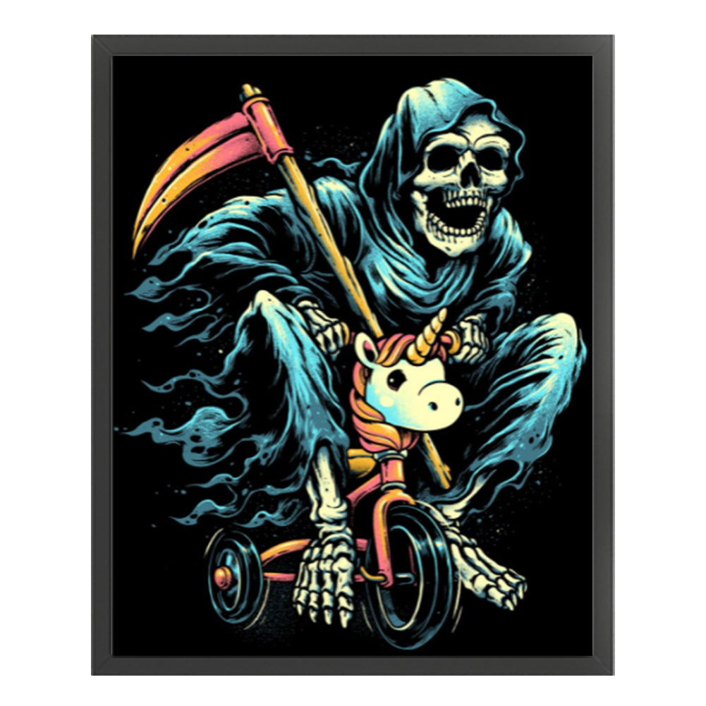 Skeleton Man Riding A Bicycle - 11CT Stamped Cross Stitch 45*55CM