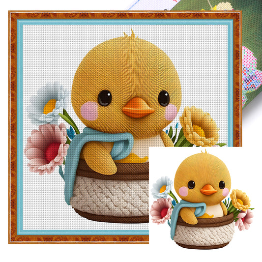 Chicken In Basket - 18CT Stamped Cross Stitch 30*30CM