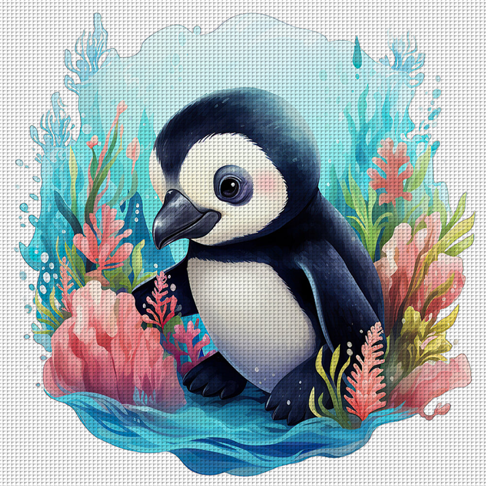 Penguin - 14CT Stamped Cross Stitch 40*40CM