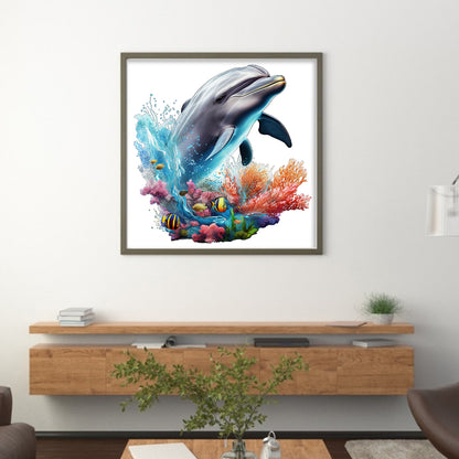 Dolphin - 14CT Stamped Cross Stitch 40*40CM