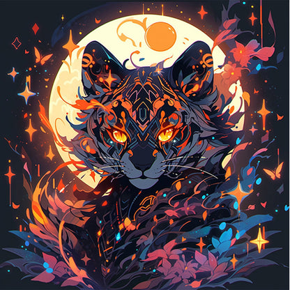 Tiger Under The Moon - Full AB Round Drill Diamond Painting 40*40CM