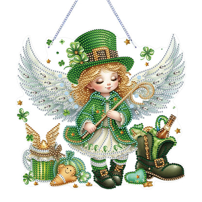 Acrylic Clover Angel Single-Sided 5D DIY Diamond Painting Hanging Pendant