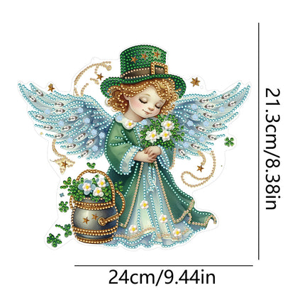 Acrylic Clover Angel Single-Sided 5D DIY Diamond Painting Hanging Pendant