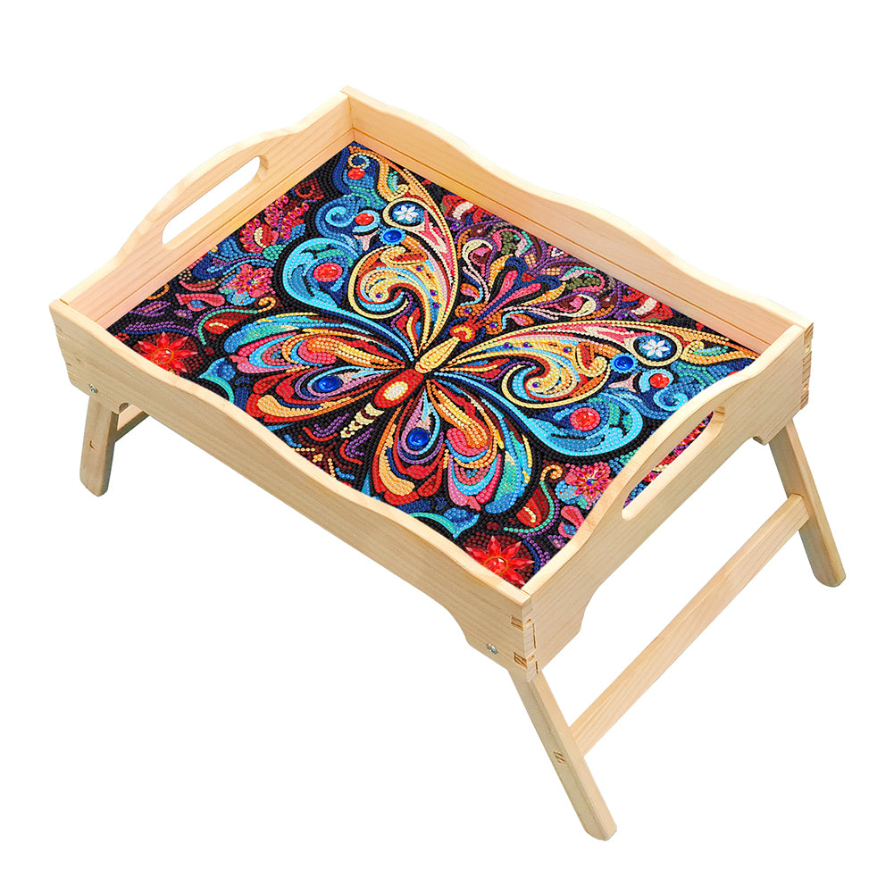 Diamond Painting Dinning Table Tray with Handle for Serving Food (Butterfly)