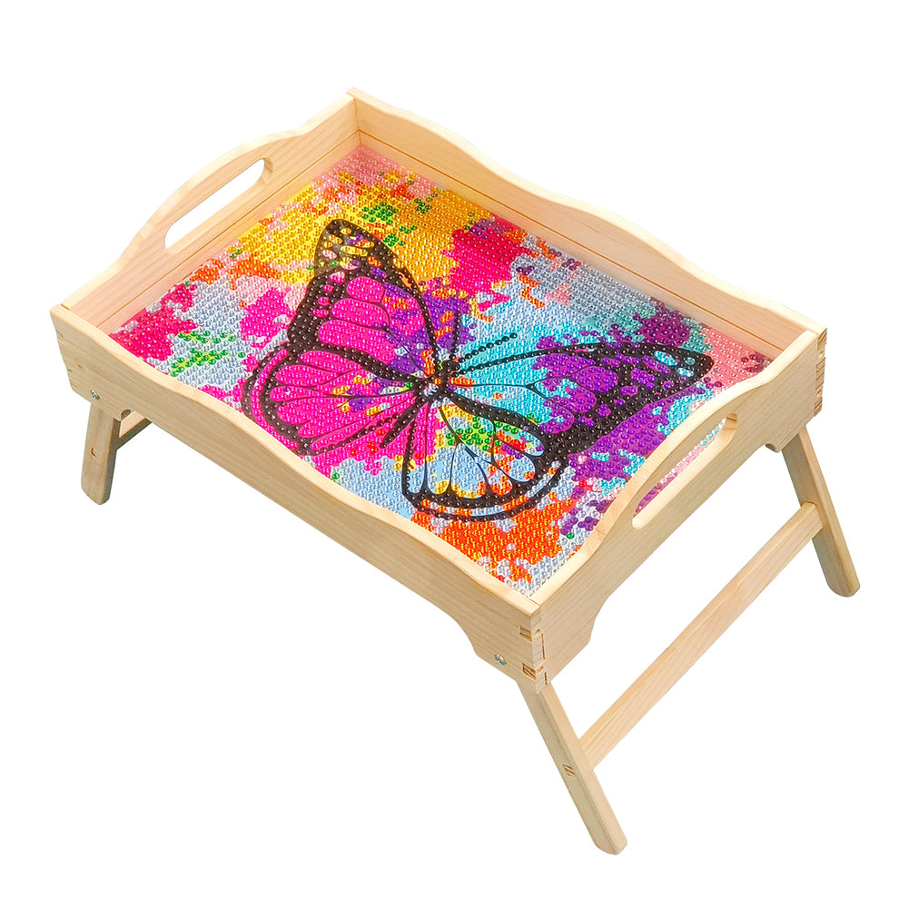 Diamond Painting Dinning Table Tray with Handle for Serving Food (Butterfly)