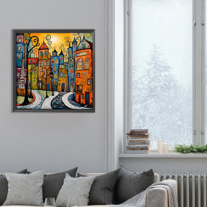 Houses Street - Full Round Drill Diamond Painting 30*30CM