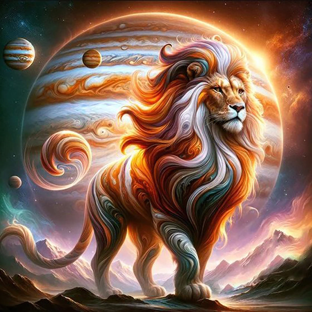 Cosmic Starry Sky Lion - Full Round Drill Diamond Painting 30*30CM