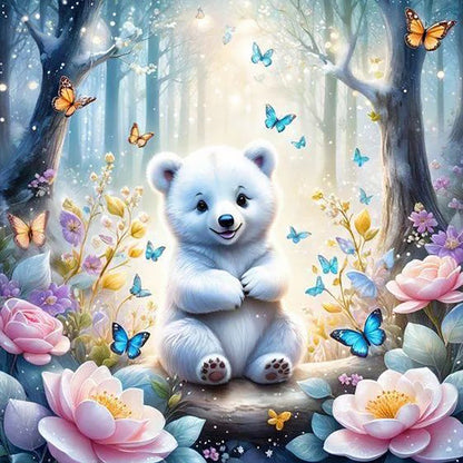 Garden Butterfly Bear - Full Round Drill Diamond Painting 30*30CM