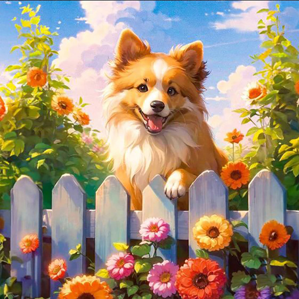 Garden Puppy - Full Round Drill Diamond Painting 30*30CM
