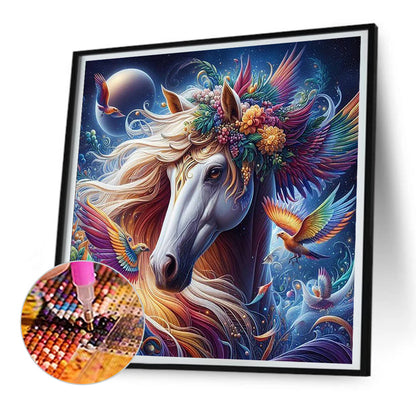 Hummingbird And Horse - Full Round Drill Diamond Painting 30*30CM