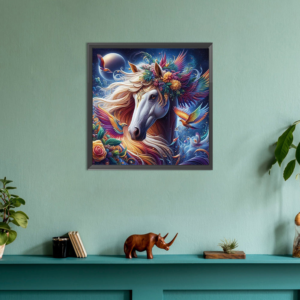 Hummingbird And Horse - Full Round Drill Diamond Painting 30*30CM