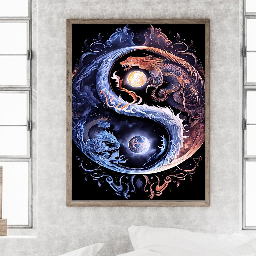 Tai Chi Yin Yang Dragon - Full Round Drill Diamond Painting 30*40CM