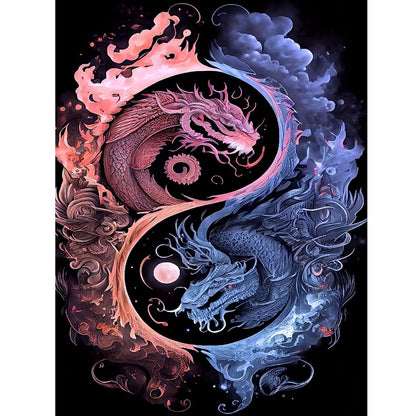 Tai Chi Yin Yang Dragon - Full Round Drill Diamond Painting 30*40CM