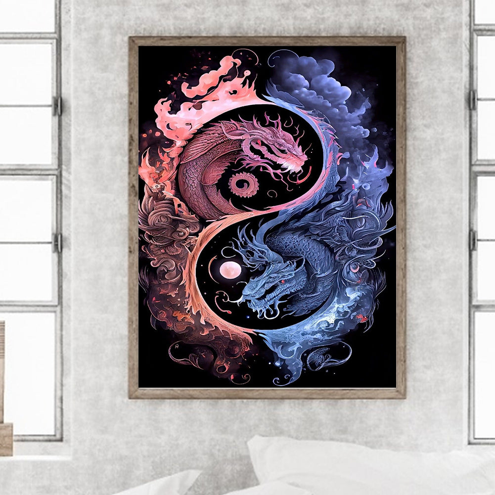 Tai Chi Yin Yang Dragon - Full Round Drill Diamond Painting 30*40CM