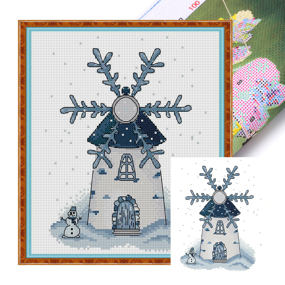 Four Seasons Windmill-Winter - 14CT Stamped Cross Stitch 21*27CM(Joy Sunday)