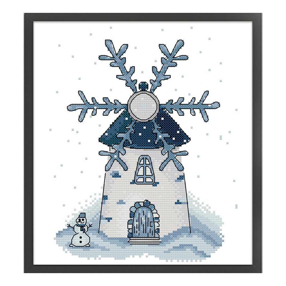 Four Seasons Windmill-Winter - 14CT Stamped Cross Stitch 21*27CM(Joy Sunday)