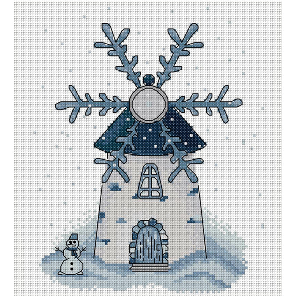 Four Seasons Windmill-Winter - 14CT Stamped Cross Stitch 21*27CM(Joy Sunday)