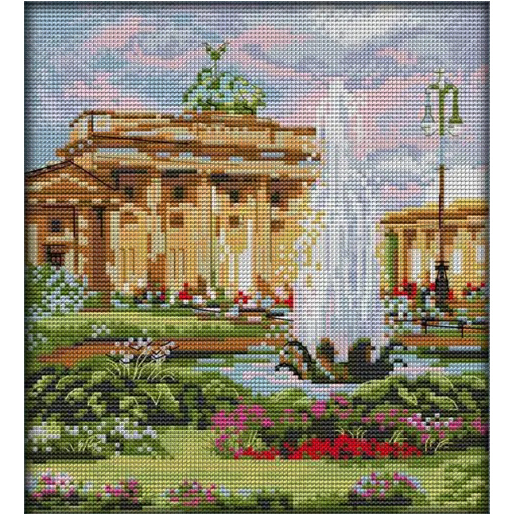 Berlin Scenery - 14CT Stamped Cross Stitch 26*29CM(Joy Sunday)