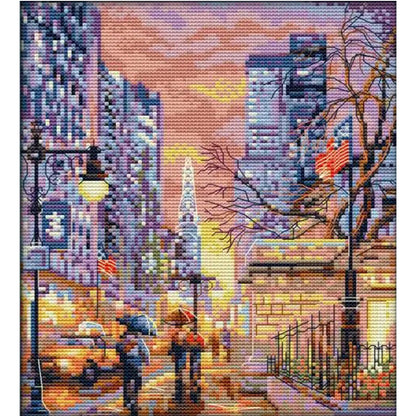 New York Scenery - 14CT Stamped Cross Stitch 26*29CM(Joy Sunday)