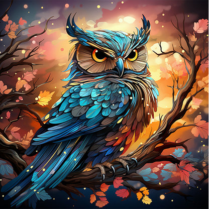 Owl On Tree Branch - Full AB Round Drill Diamond Painting 40*40CM