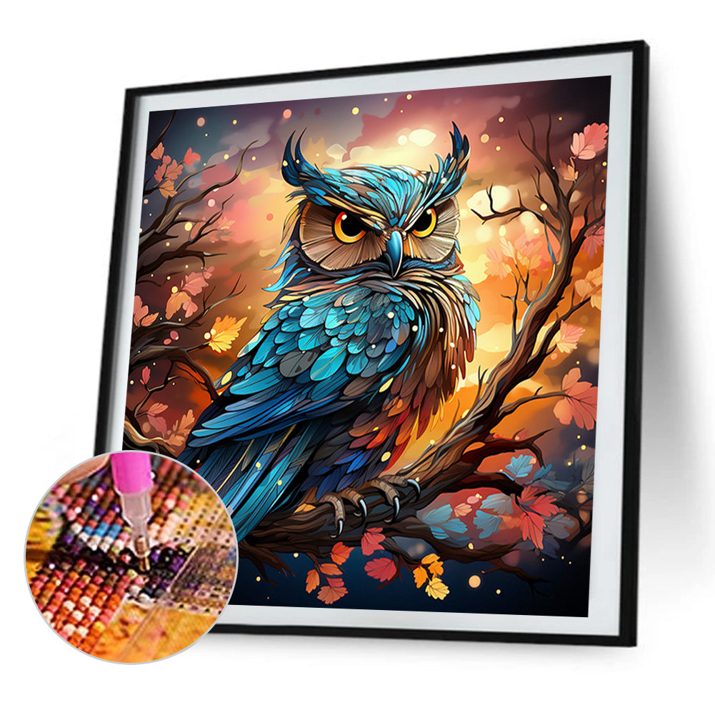 Owl On Tree Branch - Full AB Round Drill Diamond Painting 40*40CM