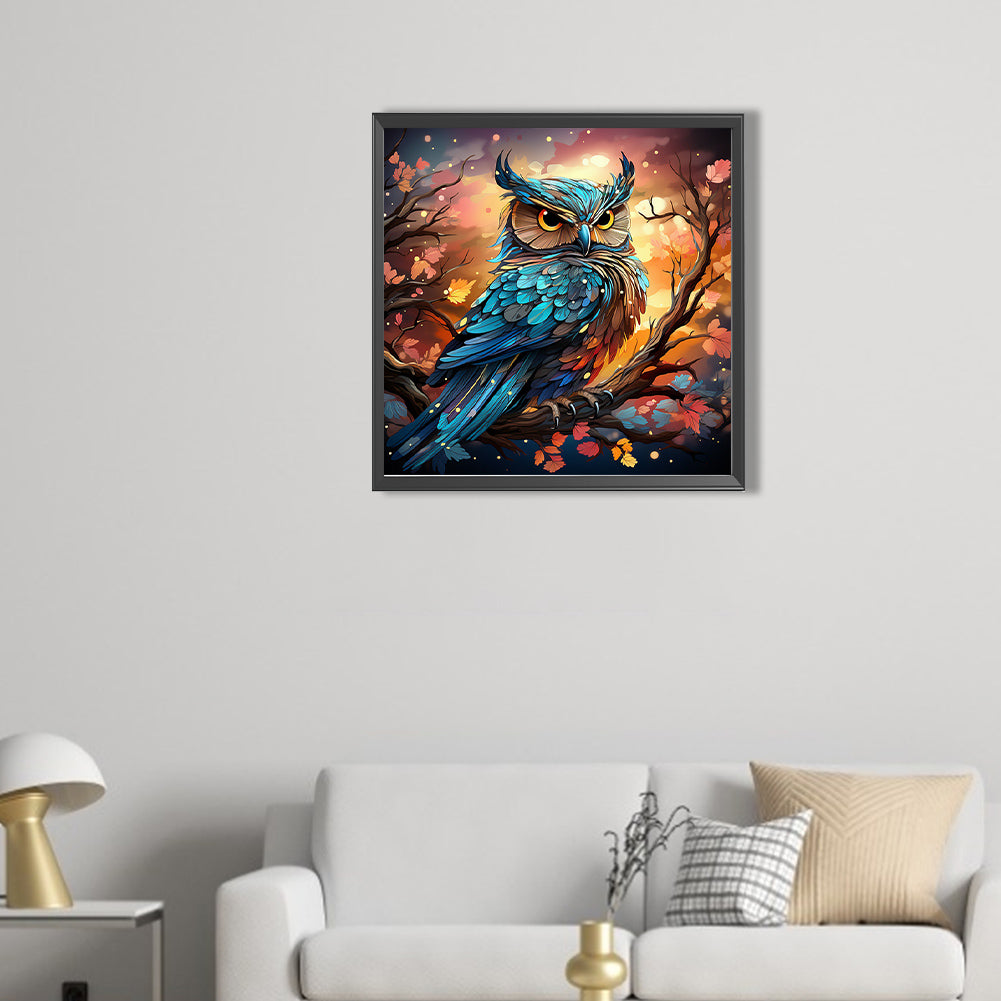 Owl On Tree Branch - Full AB Round Drill Diamond Painting 40*40CM