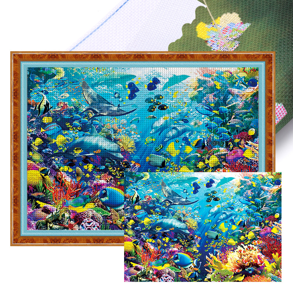 The Underwater World - 18CT Stamped Cross Stitch 60*45CM