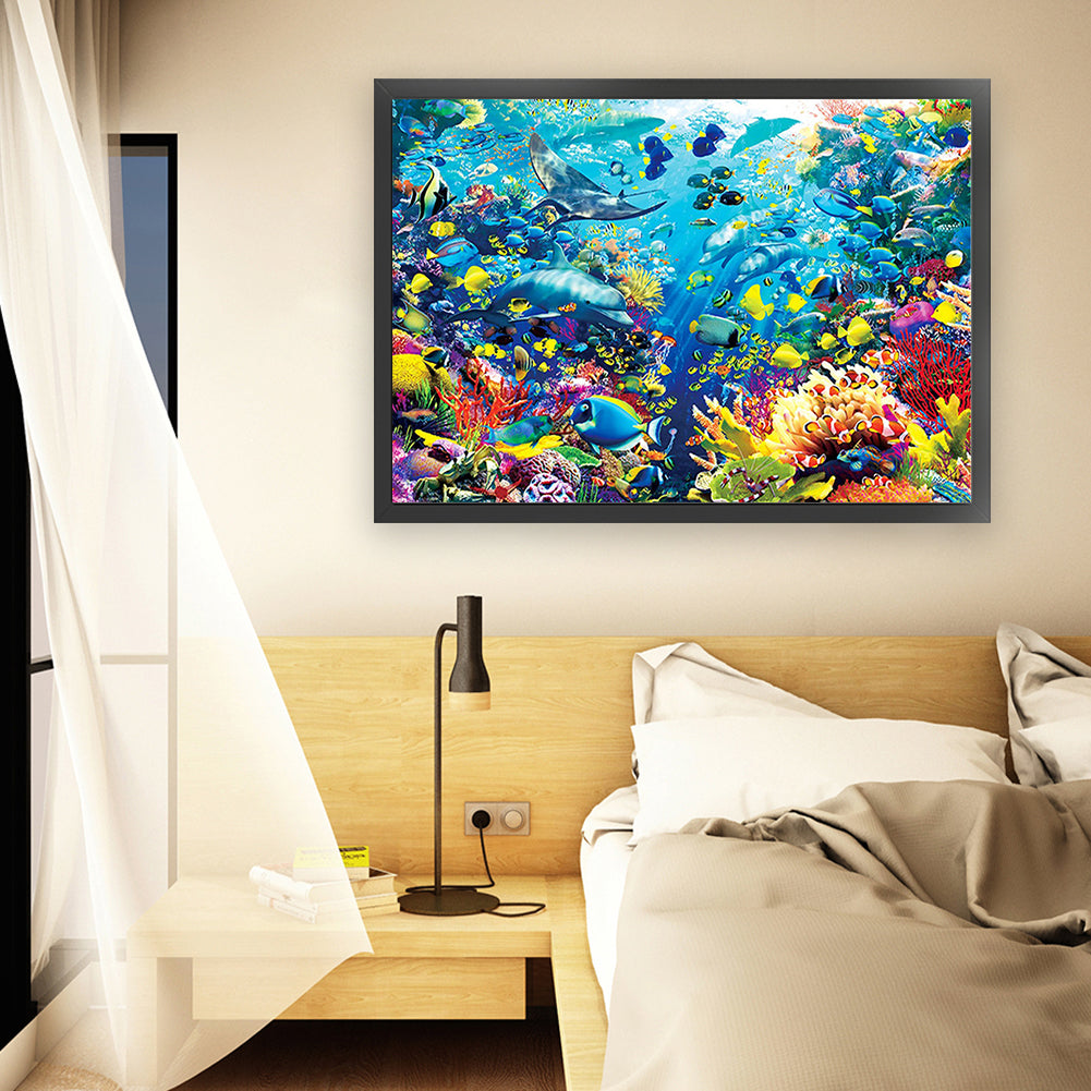 The Underwater World - 18CT Stamped Cross Stitch 60*45CM