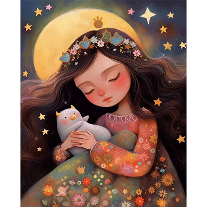 Sleeping Girl And Kitten - 11CT Stamped Cross Stitch 40*50CM