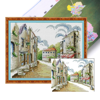 Street View(2) - 14CT Stamped Cross Stitch 32*26CM(Joy Sunday)