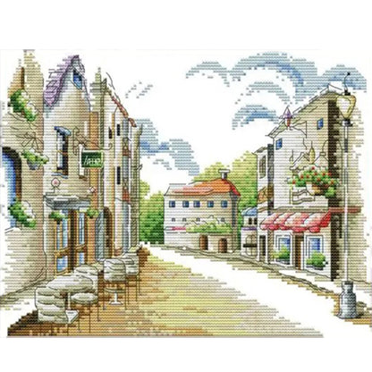 Street View(2) - 14CT Stamped Cross Stitch 32*26CM(Joy Sunday)