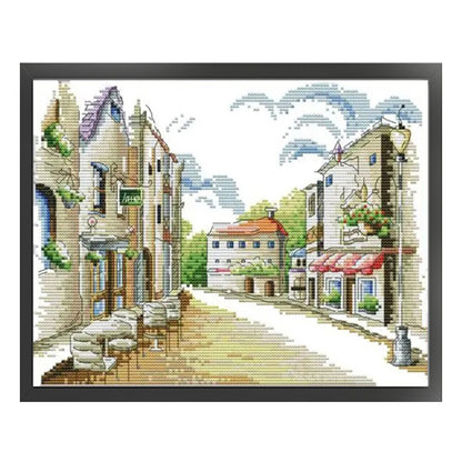 Street View(2) - 14CT Stamped Cross Stitch 32*26CM(Joy Sunday)