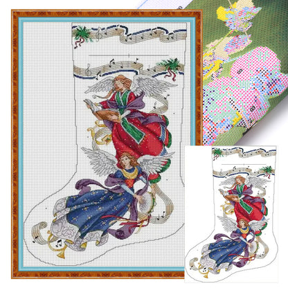 Angelic Harmony Stockings - 14CT Stamped Cross Stitch 42*61CM(Joy Sunday)