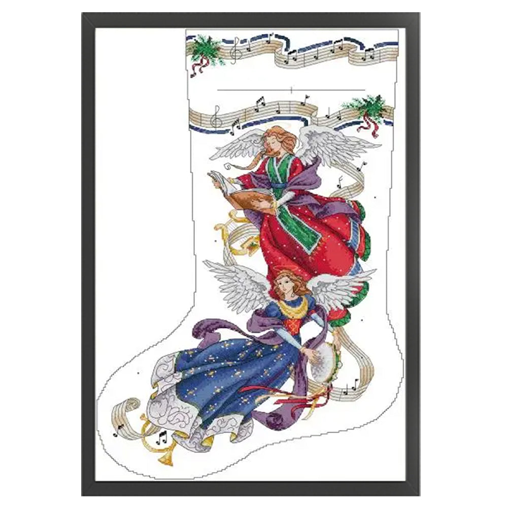 Angelic Harmony Stockings - 14CT Stamped Cross Stitch 42*61CM(Joy Sunday)