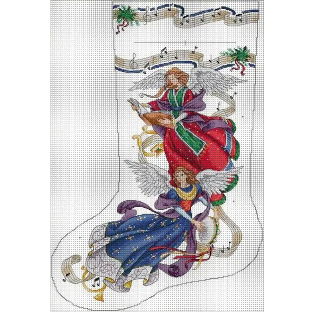 Angelic Harmony Stockings - 14CT Stamped Cross Stitch 42*61CM(Joy Sunday)