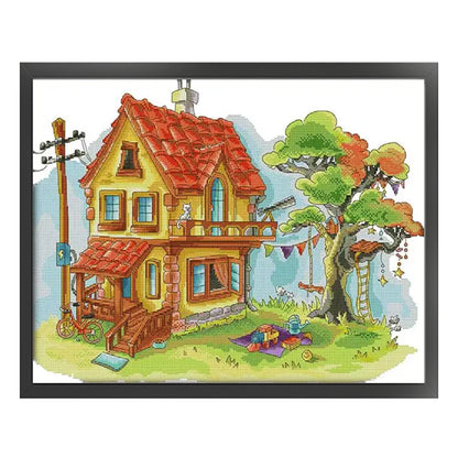 Dream House - 14CT Stamped Cross Stitch 52*40CM(Joy Sunday)