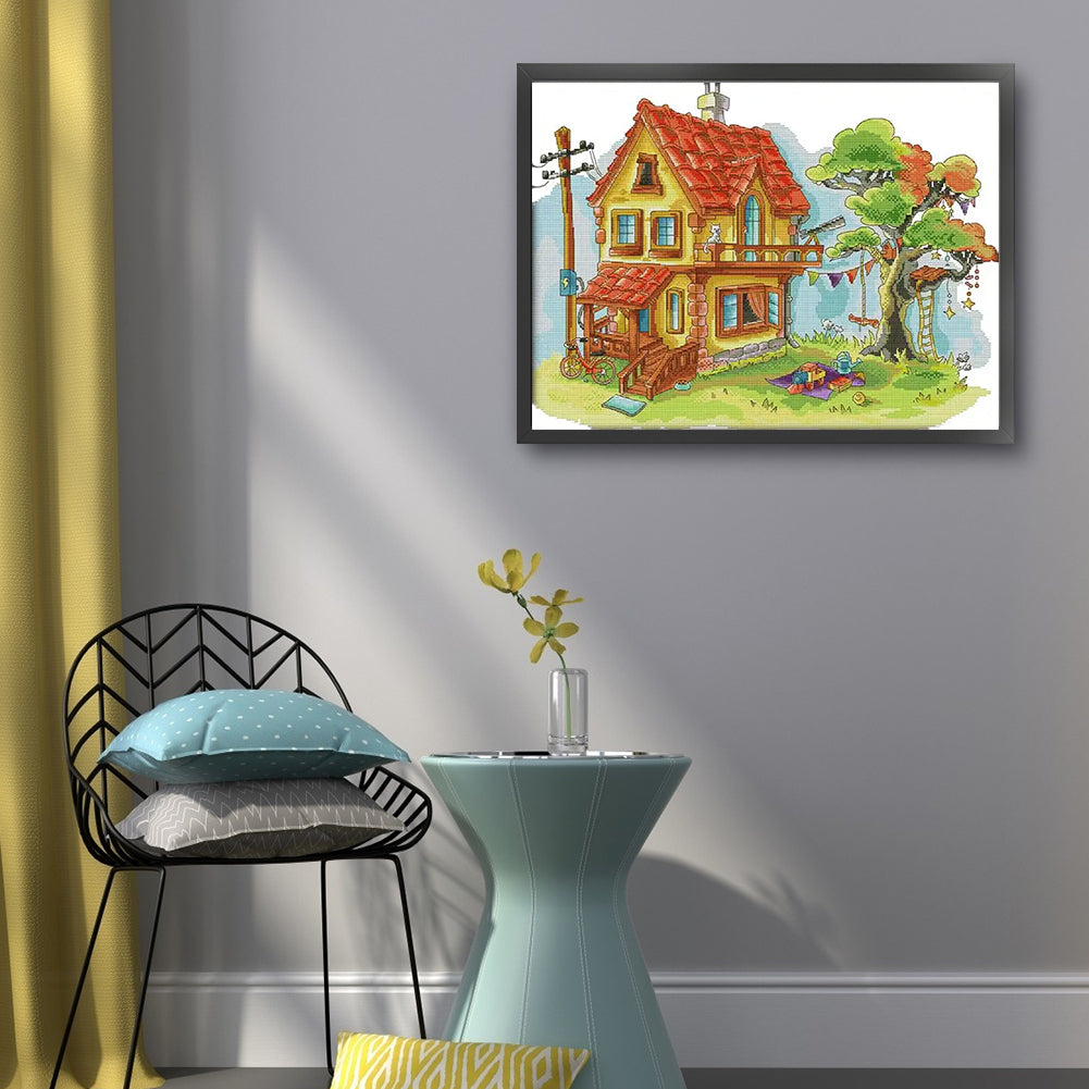 Dream House - 14CT Stamped Cross Stitch 52*40CM(Joy Sunday)