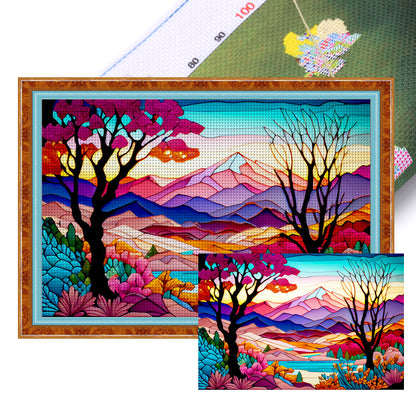 Glass Painting-Colorful Scenery - 11CT Stamped Cross Stitch 60*40CM