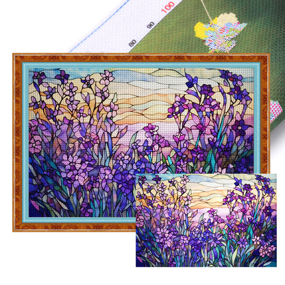 Glass Painting - Lavender - 11CT Stamped Cross Stitch 60*40CM