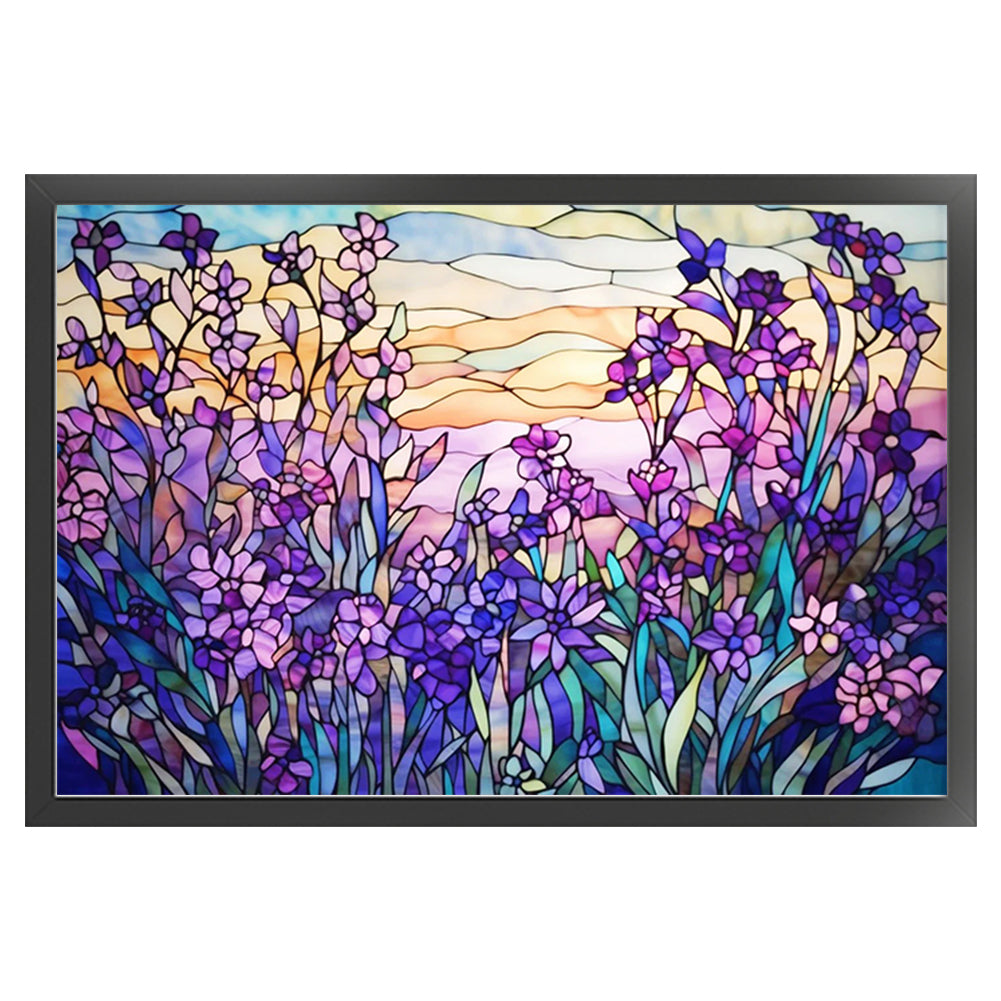 Glass Painting - Lavender - 11CT Stamped Cross Stitch 60*40CM