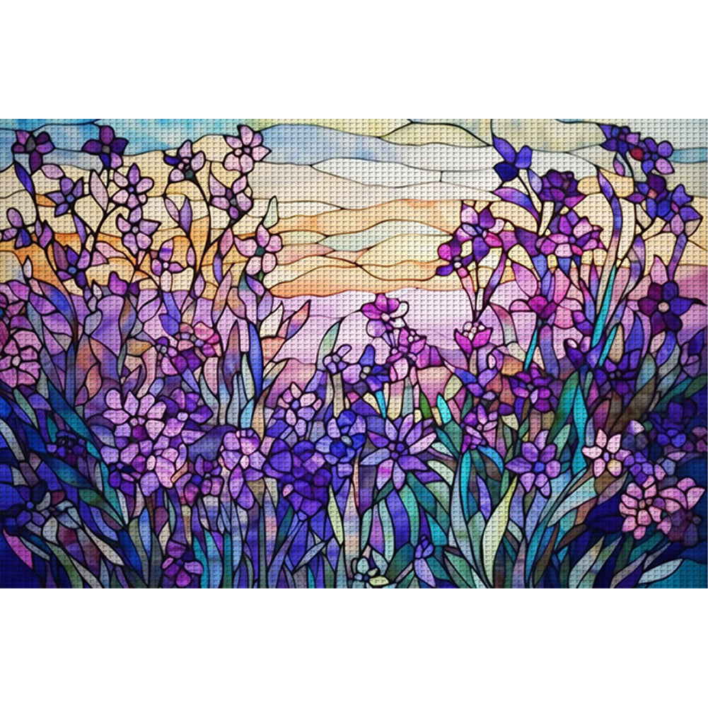 Glass Painting - Lavender - 11CT Stamped Cross Stitch 60*40CM