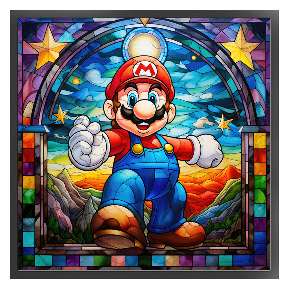 Glass Painting-Mario - 11CT Stamped Cross Stitch 40*40CM