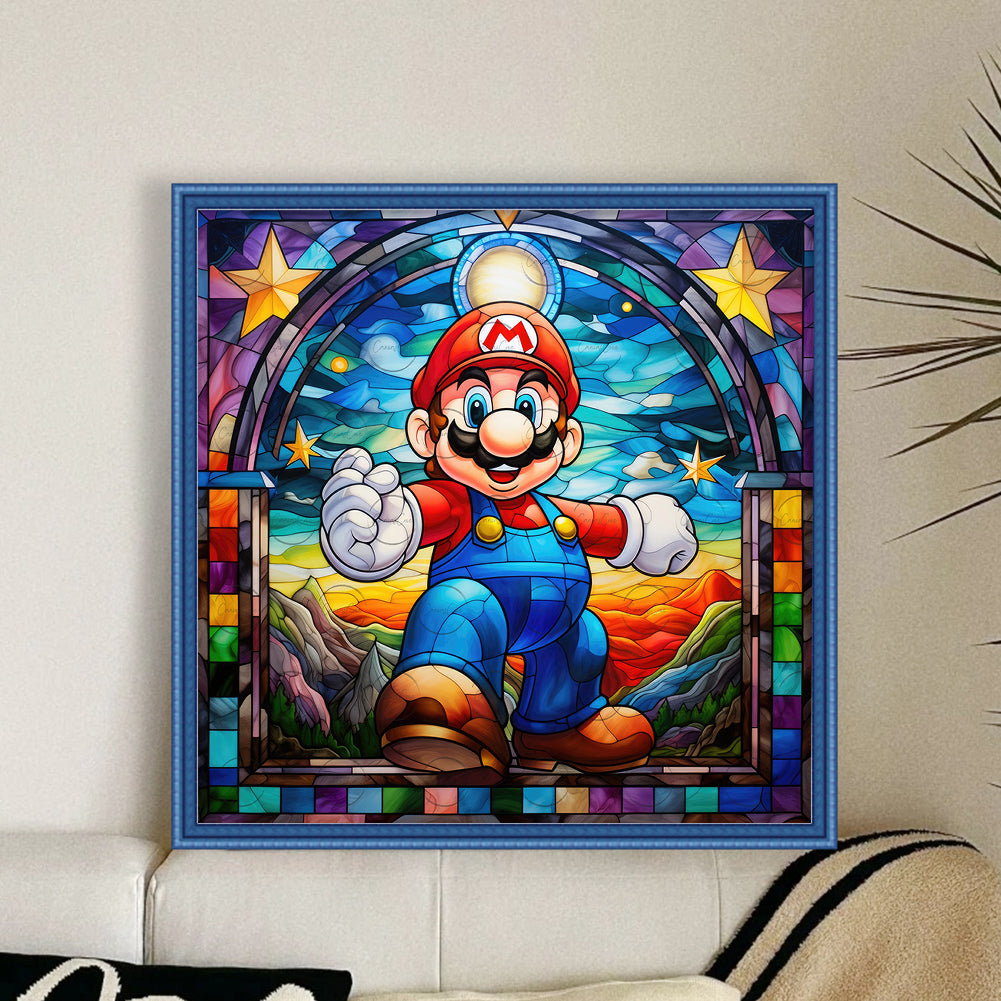 Glass Painting-Mario - 11CT Stamped Cross Stitch 40*40CM