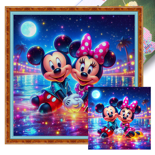 Glass Painting-Mickey And Minnie - 11CT Stamped Cross Stitch 40*40CM