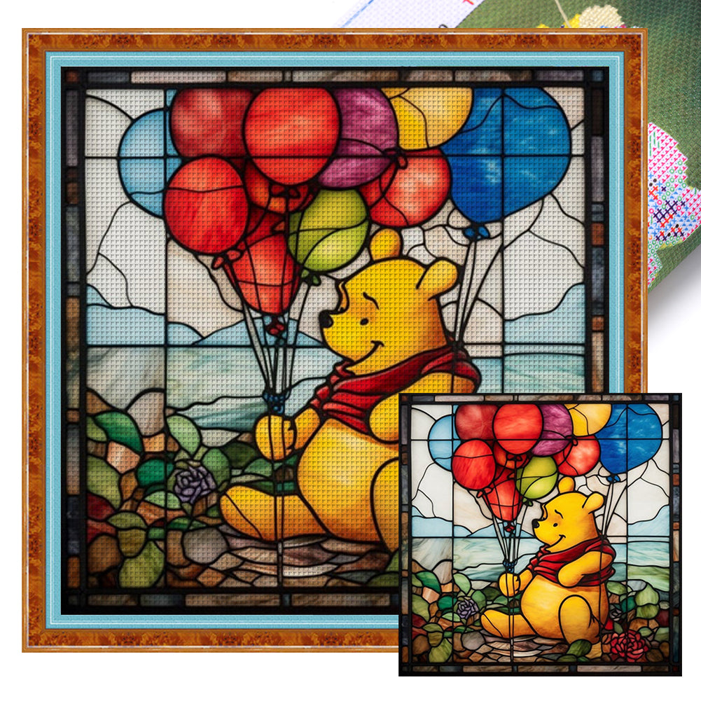 Glass Painting-Winnie The Pooh - 11CT Stamped Cross Stitch 40*40CM