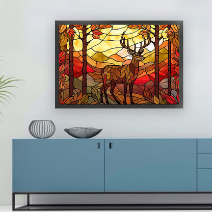 Glass Painting-Elk - 11CT Stamped Cross Stitch 60*40CM